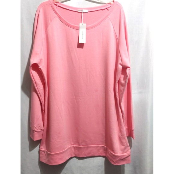 J Tompson Tops - J Tompson Womens 3XL Pink Sweatshirt Long Sleeves Round Neck Lightweight NEW